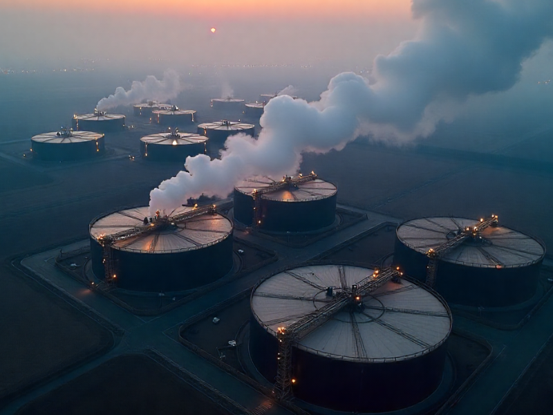 Heated crude oil storage facilities